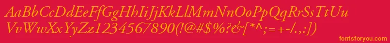 AdobeGaramondLtItalic Font – Orange Fonts on Red Background