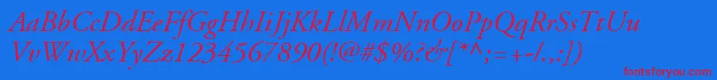 AdobeGaramondLtItalic Font – Red Fonts on Blue Background