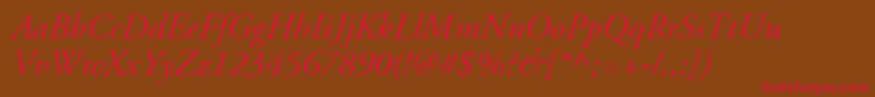 AdobeGaramondLtItalic Font – Red Fonts on Brown Background