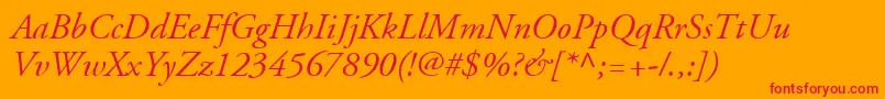 AdobeGaramondLtItalic Font – Red Fonts on Orange Background