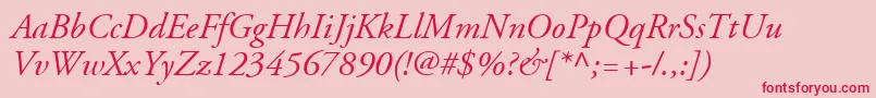 AdobeGaramondLtItalic Font – Red Fonts on Pink Background