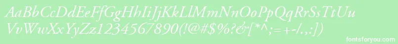 AdobeGaramondLtItalic Font – White Fonts on Green Background