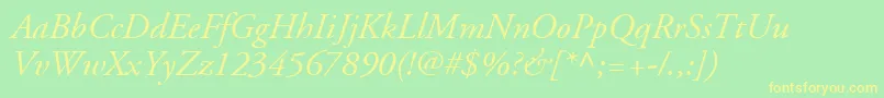 AdobeGaramondLtItalic Font – Yellow Fonts on Green Background