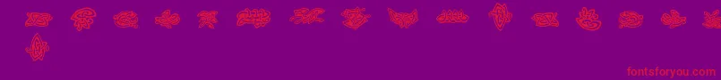 FeTattooNo.2 Font – Red Fonts on Purple Background