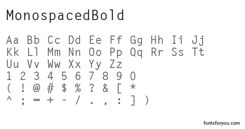 MonospacedBold-fontti – aakkoset, numerot, erikoismerkit