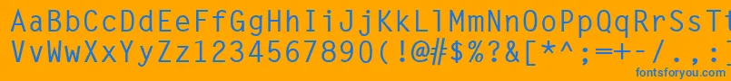 Weitere Informationen zur MonospacedBold-Schriftart MonospacedBold-Schriftart – Blaue Schriften auf orangefarbenem Hintergrund