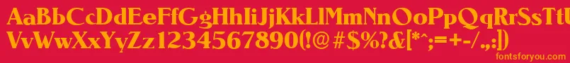 Saiba mais sobre a fonte NevadaserialXboldRegular Fonte NevadaserialXboldRegular – fontes laranjas em um fundo vermelho