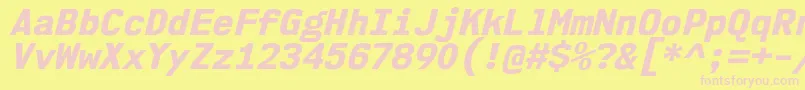 Nk57MonospaceNoEbIt Font – Pink Fonts on Yellow Background