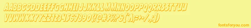 Jcandlestick3Dextracond-Schriftart – Orangefarbene Schriften auf gelbem Hintergrund
