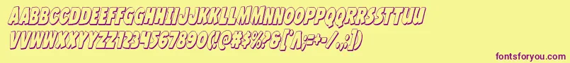 Jcandlestick3Dextracond Font – Purple Fonts on Yellow Background