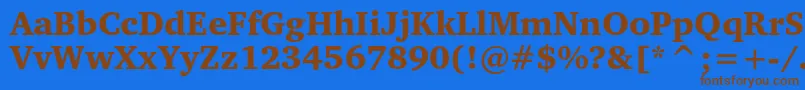 フォントCharterblackc – 茶色の文字が青い背景にあります。