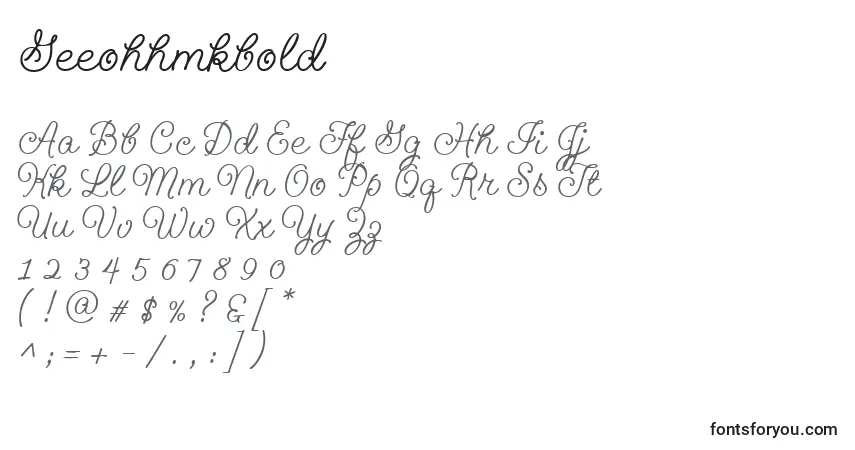 A fonte Geeohhmkbold – alfabeto, números, caracteres especiais
