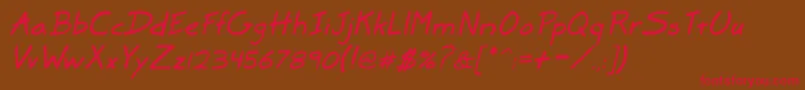 MarkerSdItalic-fontti – punaiset fontit ruskealla taustalla