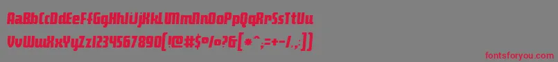 MakimangoOblique-Schriftart – Rote Schriften auf grauem Hintergrund