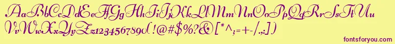 LucianSchoenschriftCat Font – Purple Fonts on Yellow Background