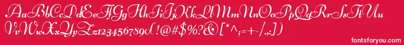LucianSchoenschriftCat-Schriftart – Weiße Schriften auf rotem Hintergrund