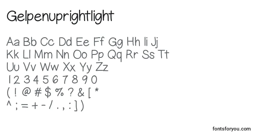 Шрифт Gelpenuprightlight – алфавит, цифры, специальные символы
