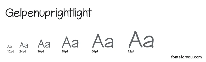 Tamaños de fuente Gelpenuprightlight