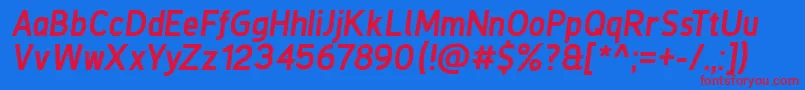 DeLuxeNextBoldItalic Font – Red Fonts on Blue Background