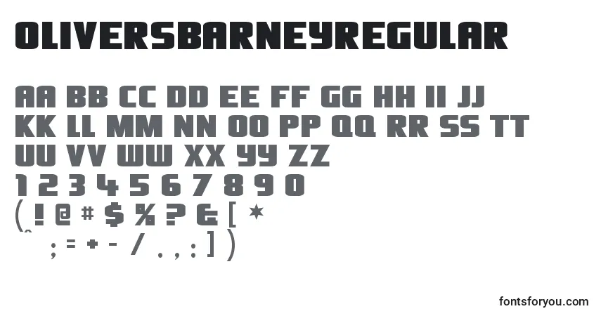 A fonte OliversbarneyRegular – alfabeto, números, caracteres especiais