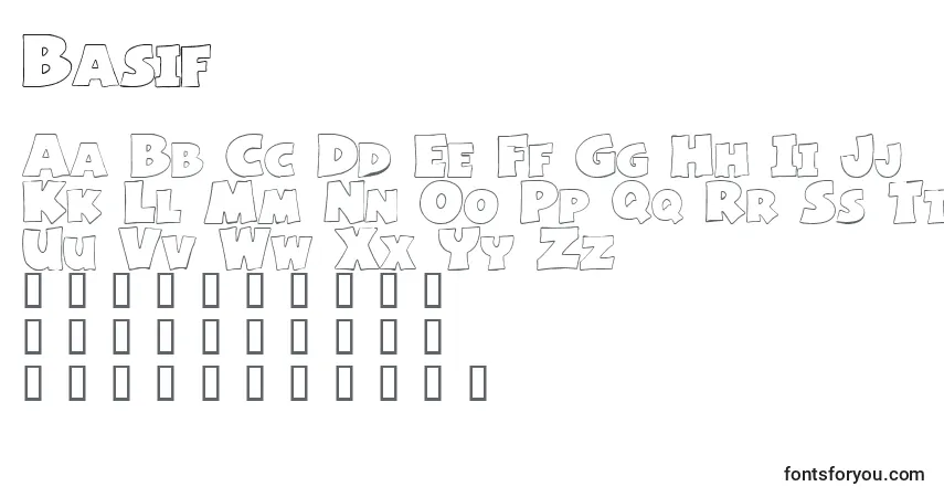 Schriftart Basif – Alphabet, Zahlen, spezielle Symbole