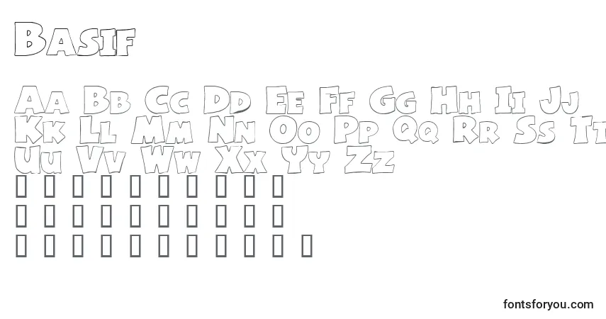 A fonte Basif – alfabeto, números, caracteres especiais