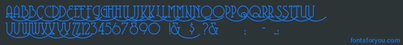 フォントCoventry – 黒い背景に青い文字