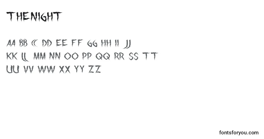 Schriftart TheNight – Alphabet, Zahlen, spezielle Symbole