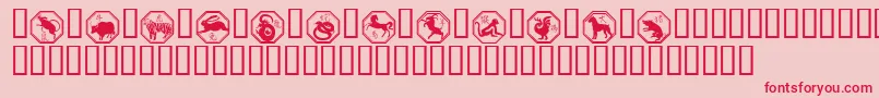 ChineseZodiac-Schriftart – Rote Schriften auf rosa Hintergrund