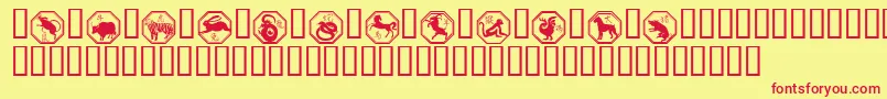 Fonte ChineseZodiac – fontes vermelhas em um fundo amarelo