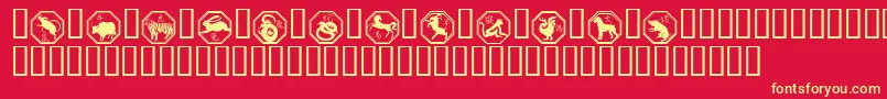 fuente ChineseZodiac – Fuentes Amarillas Sobre Fondo Rojo