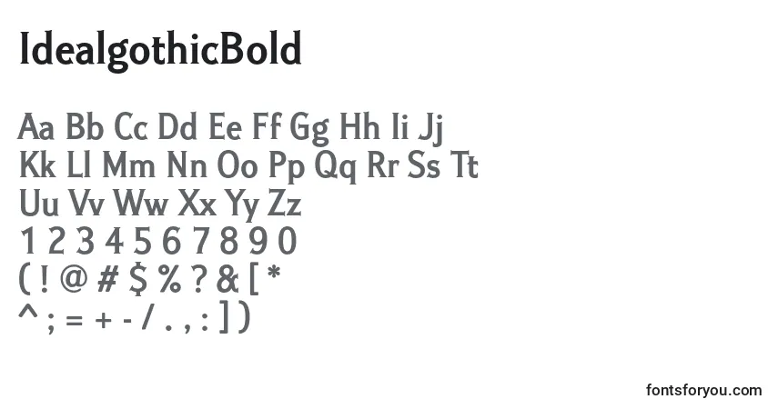 Fuente IdealgothicBold - alfabeto, números, caracteres especiales