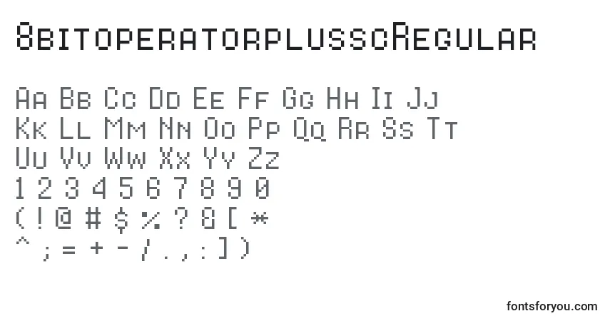 Czcionka 8bitoperatorplusscRegular – alfabet, cyfry, specjalne znaki