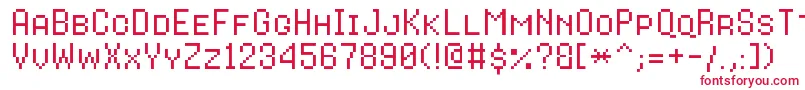 Czcionka 8bitoperatorplusscRegular – czerwone czcionki na białym tle