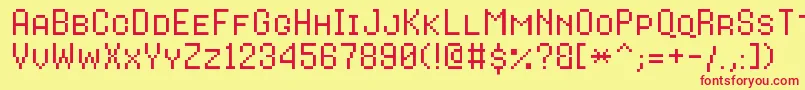 Fonte 8bitoperatorplusscRegular – fontes vermelhas em um fundo amarelo