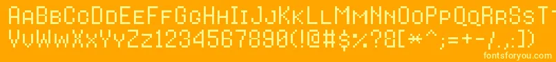 8bitoperatorplusscRegular Font – Yellow Fonts on Orange Background