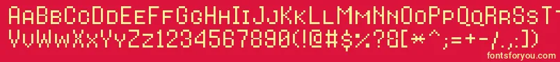 8bitoperatorplusscRegular Font – Yellow Fonts on Red Background