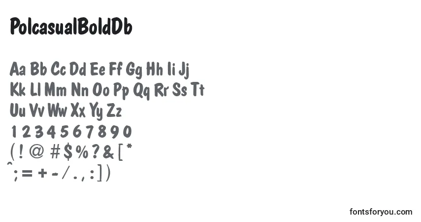 Schriftart PolcasualBoldDb – Alphabet, Zahlen, spezielle Symbole