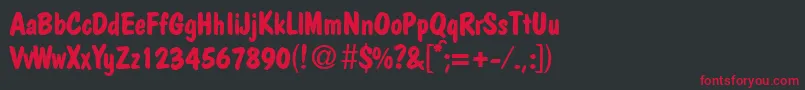 フォントPolcasualBoldDb – 黒い背景に赤い文字
