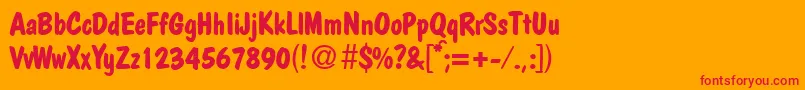 PolcasualBoldDb Font – Red Fonts on Orange Background