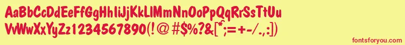 PolcasualBoldDb Font – Red Fonts on Yellow Background