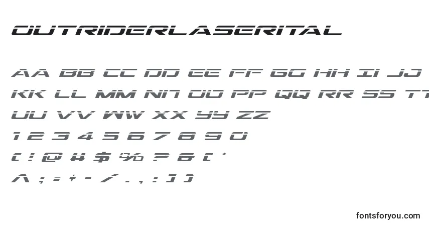 A fonte Outriderlaserital – alfabeto, números, caracteres especiais