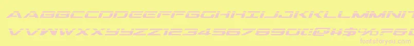 Outriderlaserital-Schriftart – Rosa Schriften auf gelbem Hintergrund