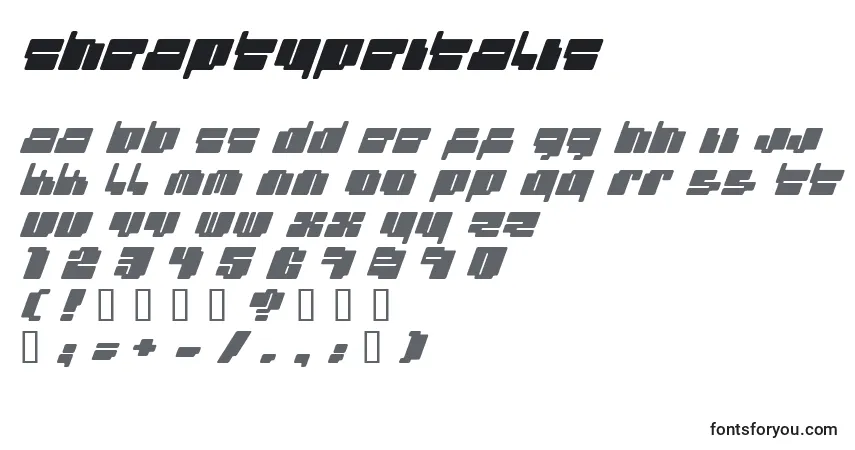 Czcionka CheaptypeItalic – alfabet, cyfry, specjalne znaki