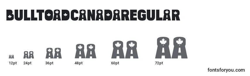 Размеры шрифта BulltoadcanadaRegular