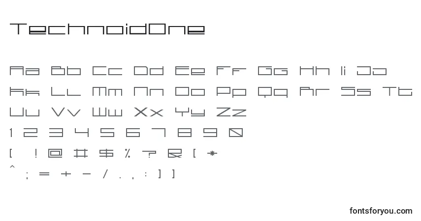 Schriftart TechnoidOne – Alphabet, Zahlen, spezielle Symbole
