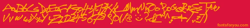 Fonte Tagdo – fontes laranjas em um fundo vermelho