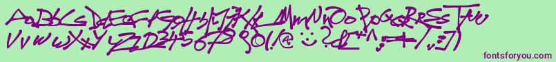 Tagdo-Schriftart – Violette Schriften auf grünem Hintergrund