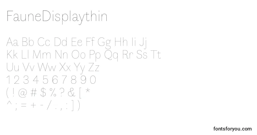 A fonte FauneDisplaythin (54233) – alfabeto, números, caracteres especiais