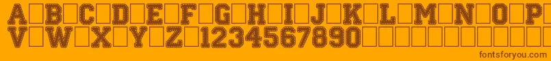 StitchnSchool Font – Brown Fonts on Orange Background